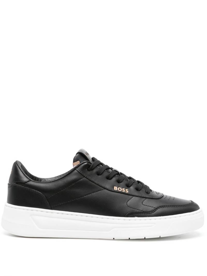 BOSS panelled leather sneakers - Black von BOSS