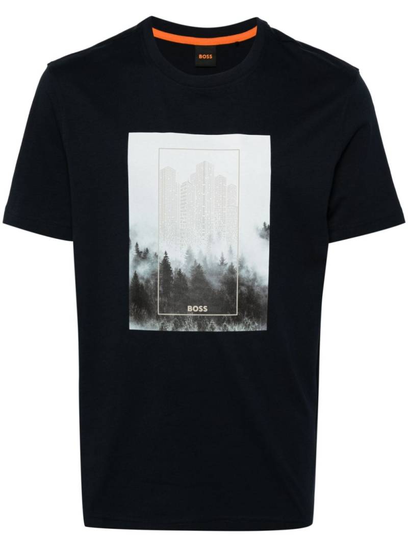 BOSS photograph-print cotton T-shirt - Blue von BOSS