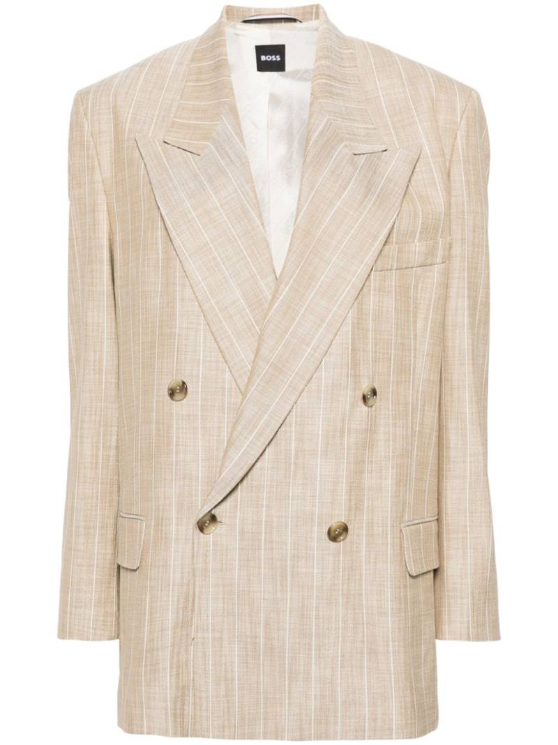 BOSS pinstriped double-breasted blazer - Neutrals von BOSS