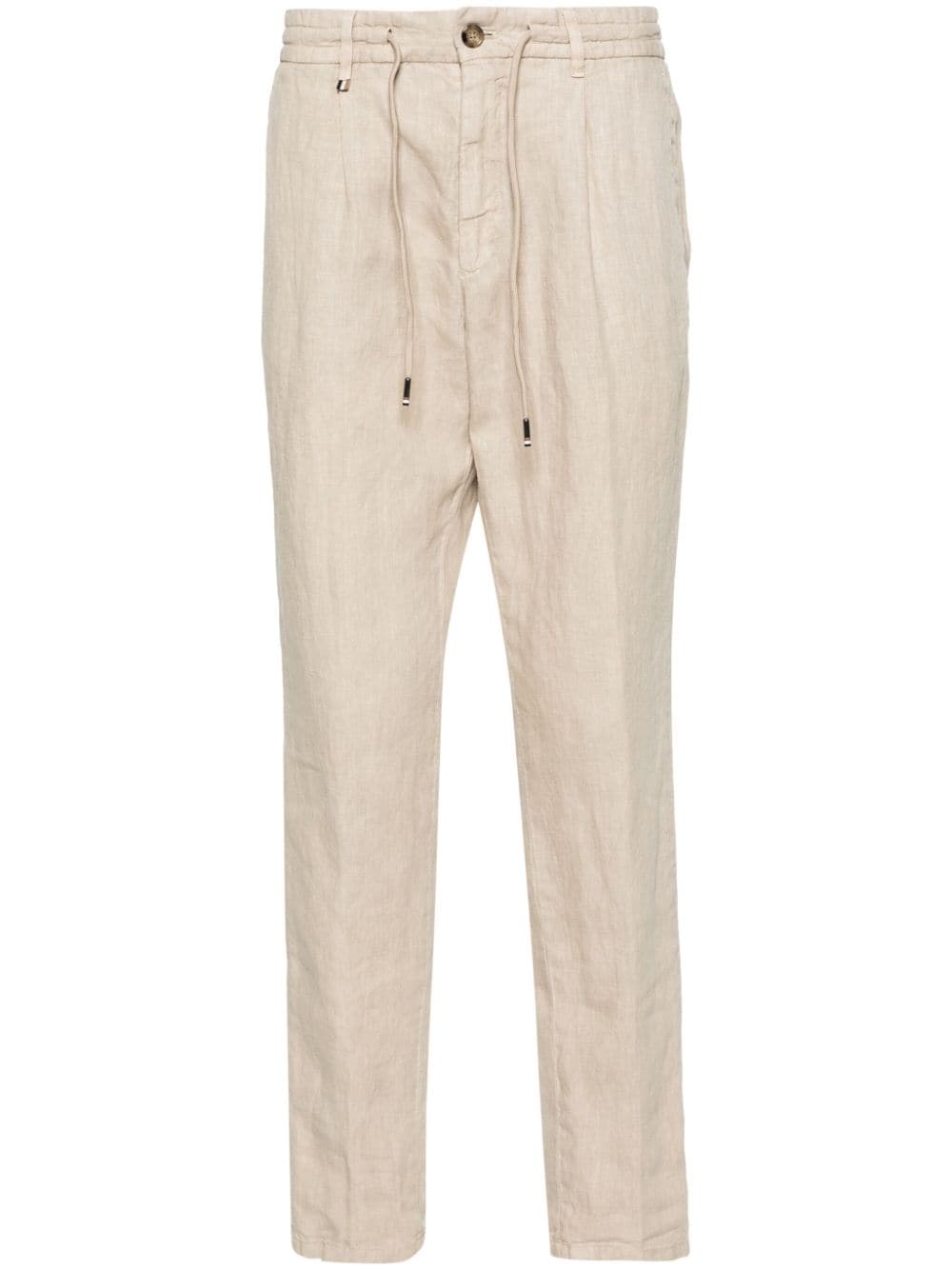 BOSS pleat-detail tapered trousers - Neutrals von BOSS