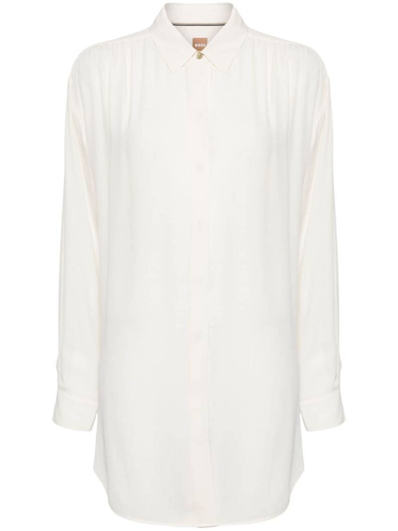 BOSS pleated classic-collar shirt - White von BOSS