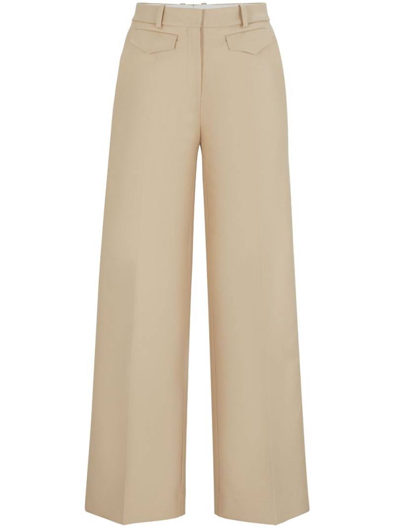 BOSS pressed-crease palazzo trousers - Neutrals von BOSS