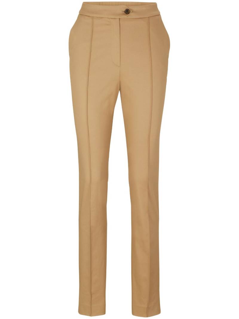 BOSS pressed-crease slim-cut trousers - Brown von BOSS