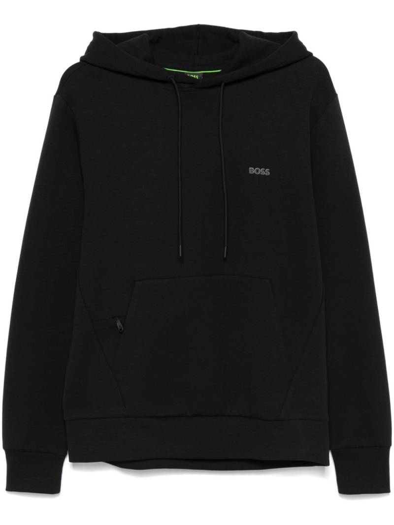 BOSS raised logo-detail hoodie - Black von BOSS