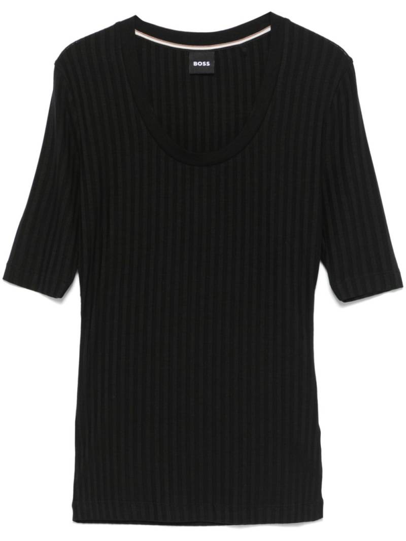 BOSS ribbed T-shirt - Black von BOSS