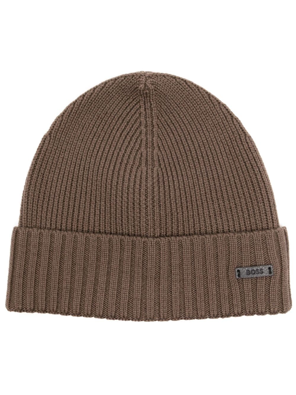 BOSS ribbed beanie - Brown von BOSS