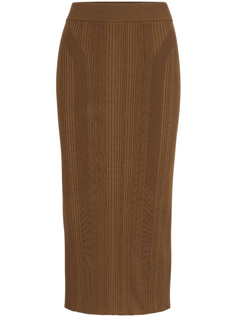 BOSS ribbed-knit midi skirt - Brown von BOSS