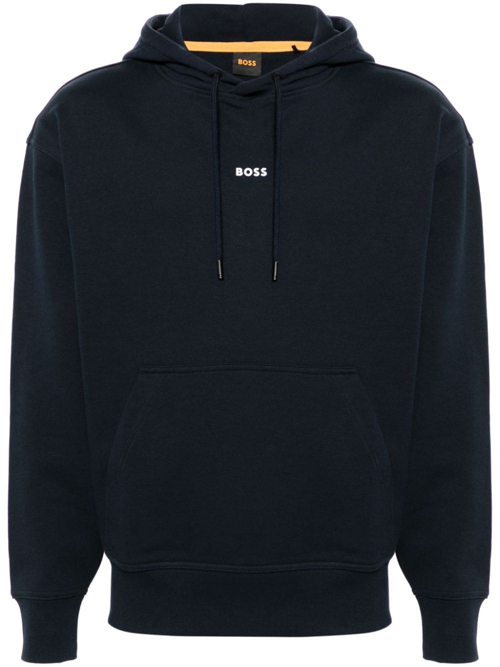 BOSS rubberised-logo cotton hoodie - Blue von BOSS