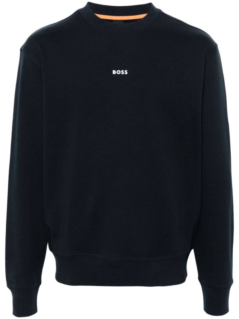 BOSS rubberised-logo cotton sweatshirt - Blue von BOSS