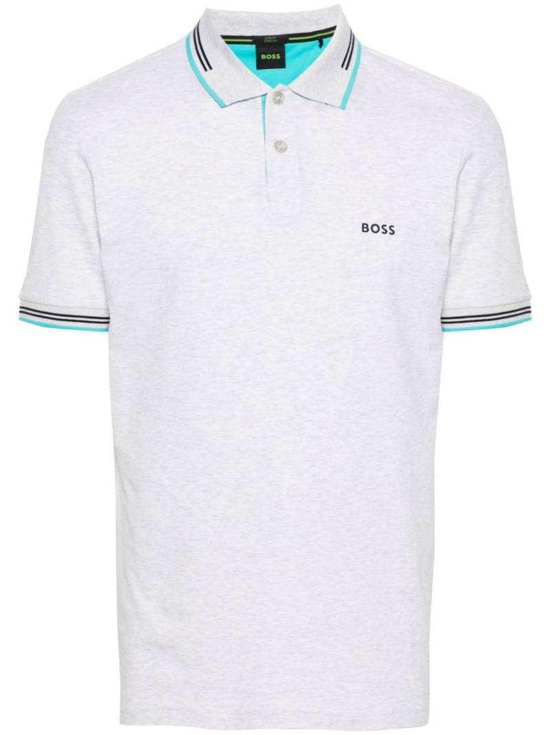 BOSS rubberised-logo mélange polo shirt - Grey von BOSS