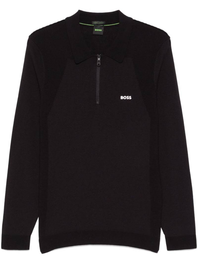 BOSS rubberised-logo polo shirt - Black von BOSS