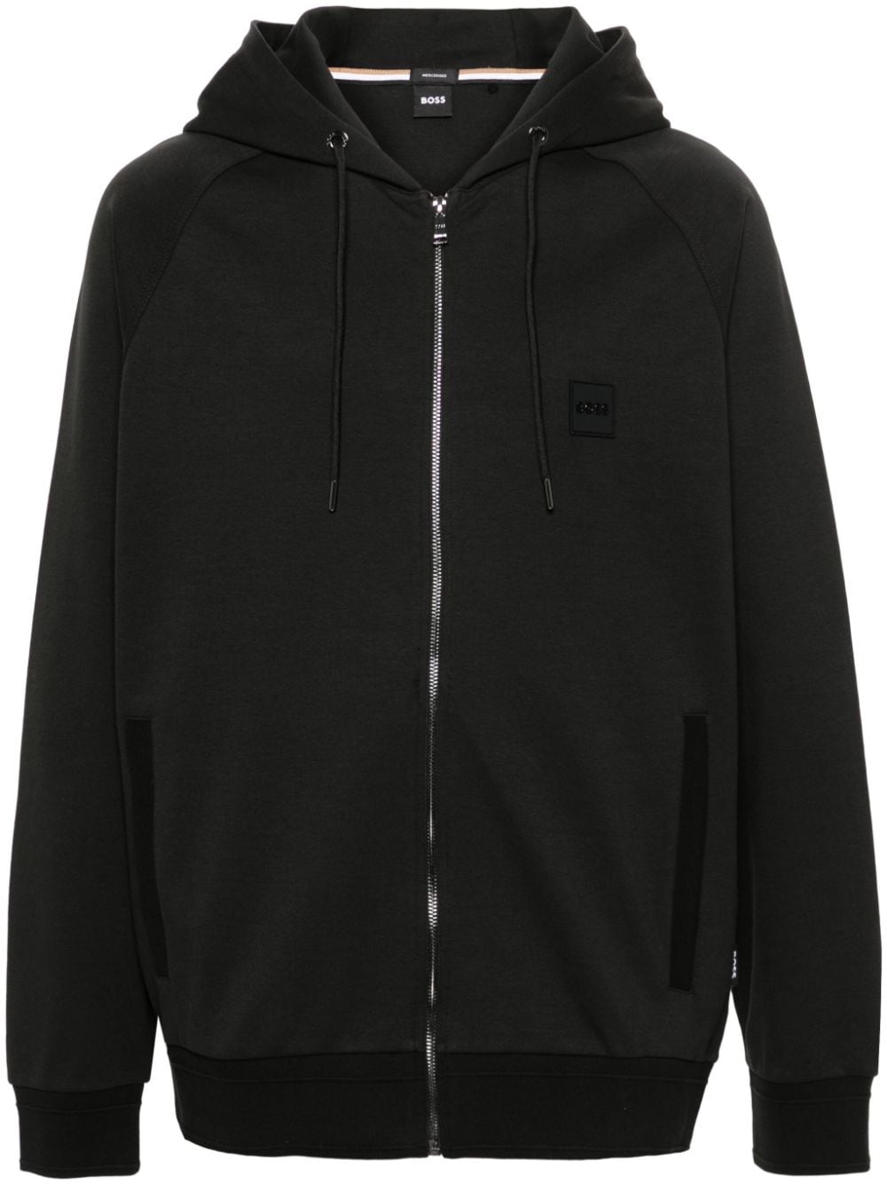 BOSS rubberised-logo zip-up hoodie - Black von BOSS