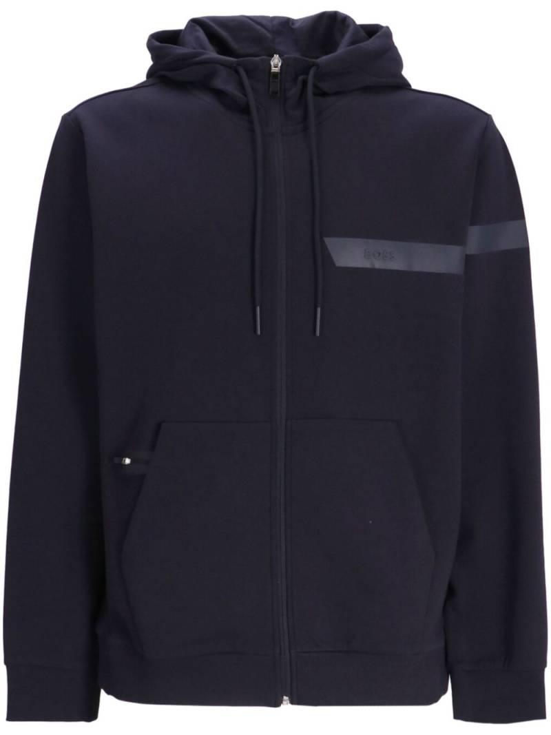 BOSS rubberised-logo zip-up hoodie - Blue von BOSS