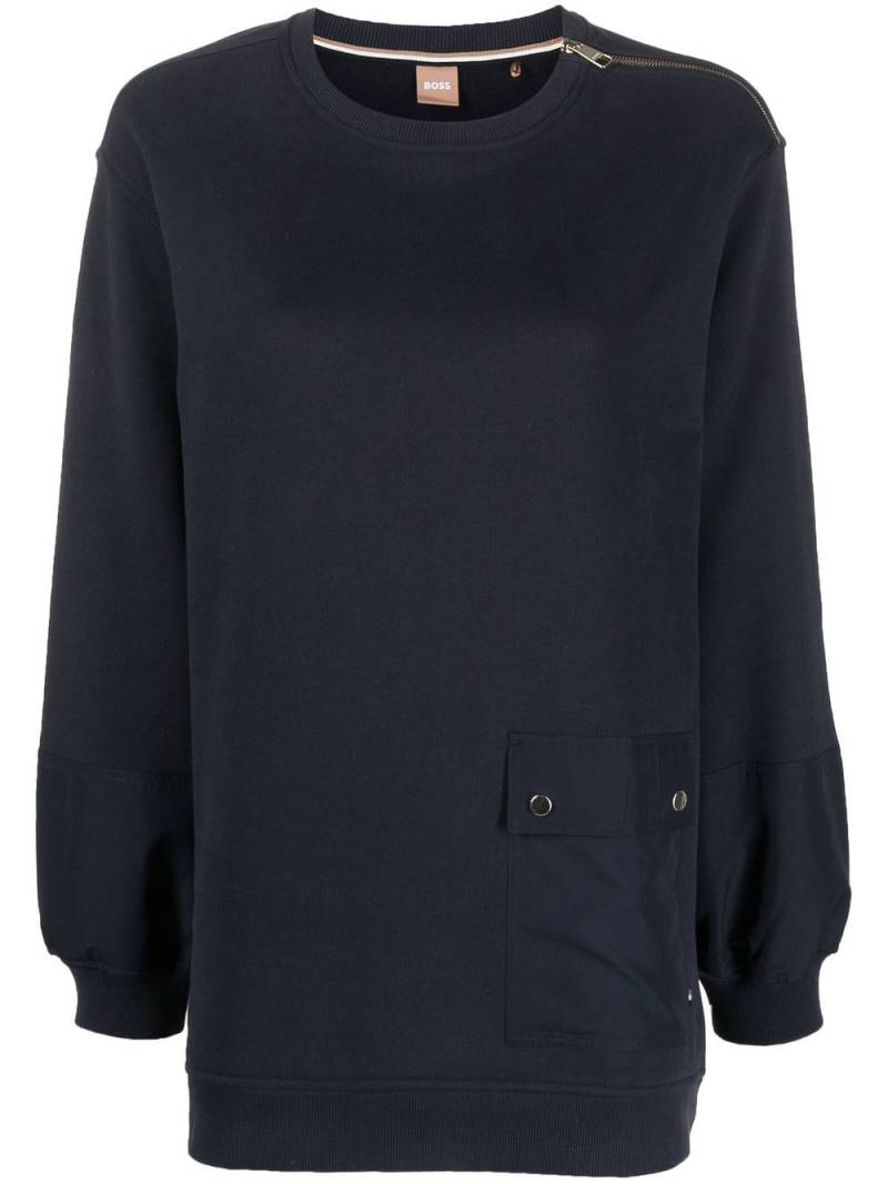 BOSS shoulder-zip cotton sweatshirt - Blue von BOSS