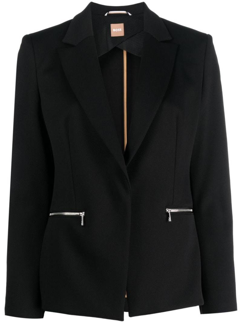 BOSS single-breasted twill blazer - Black von BOSS