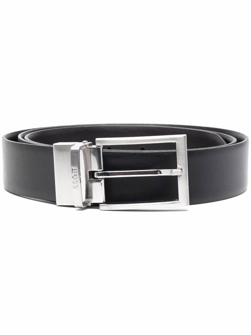 BOSS smooth leather belt - Black von BOSS