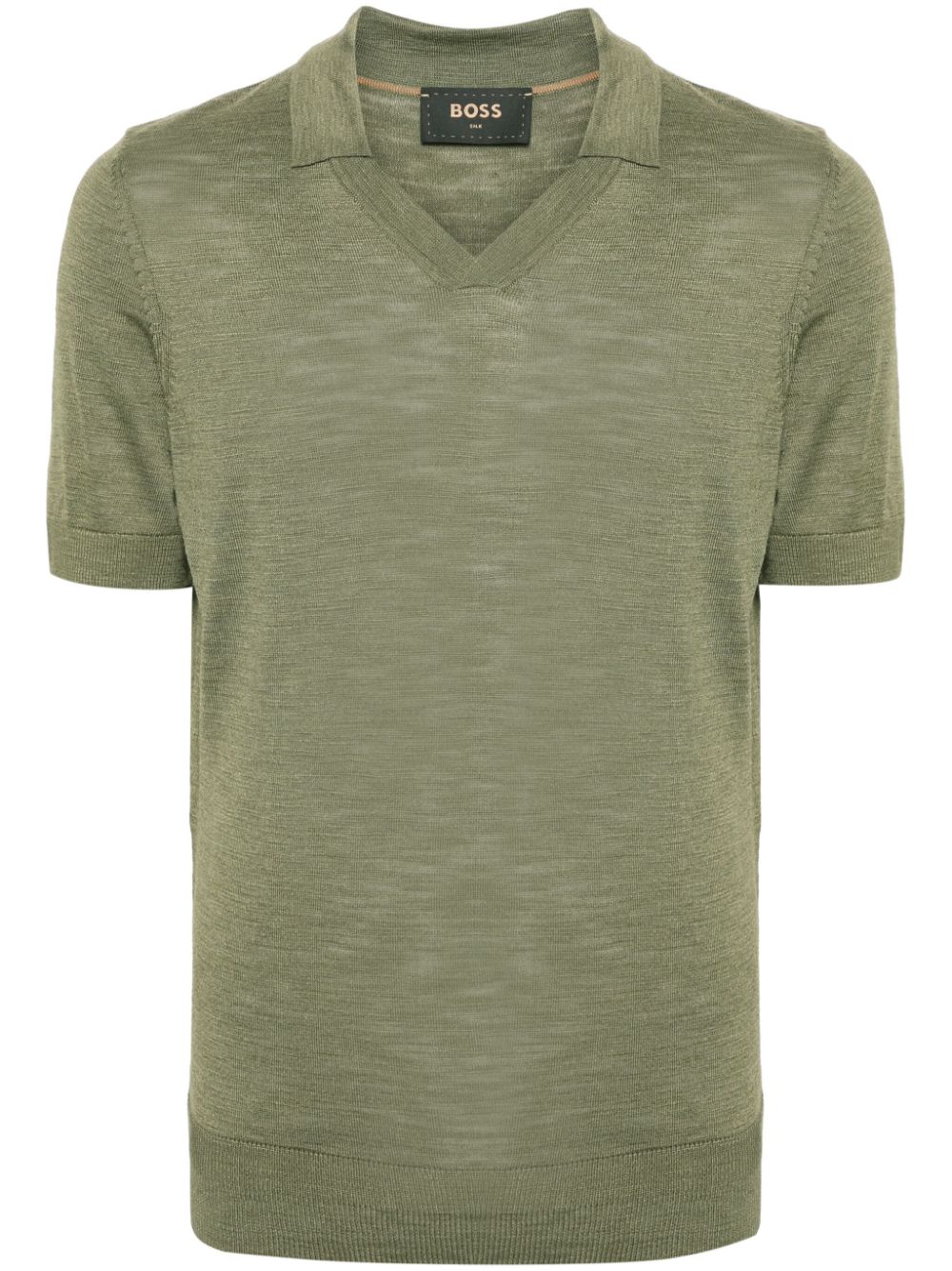 BOSS split-neck silk polo shirt - Green von BOSS