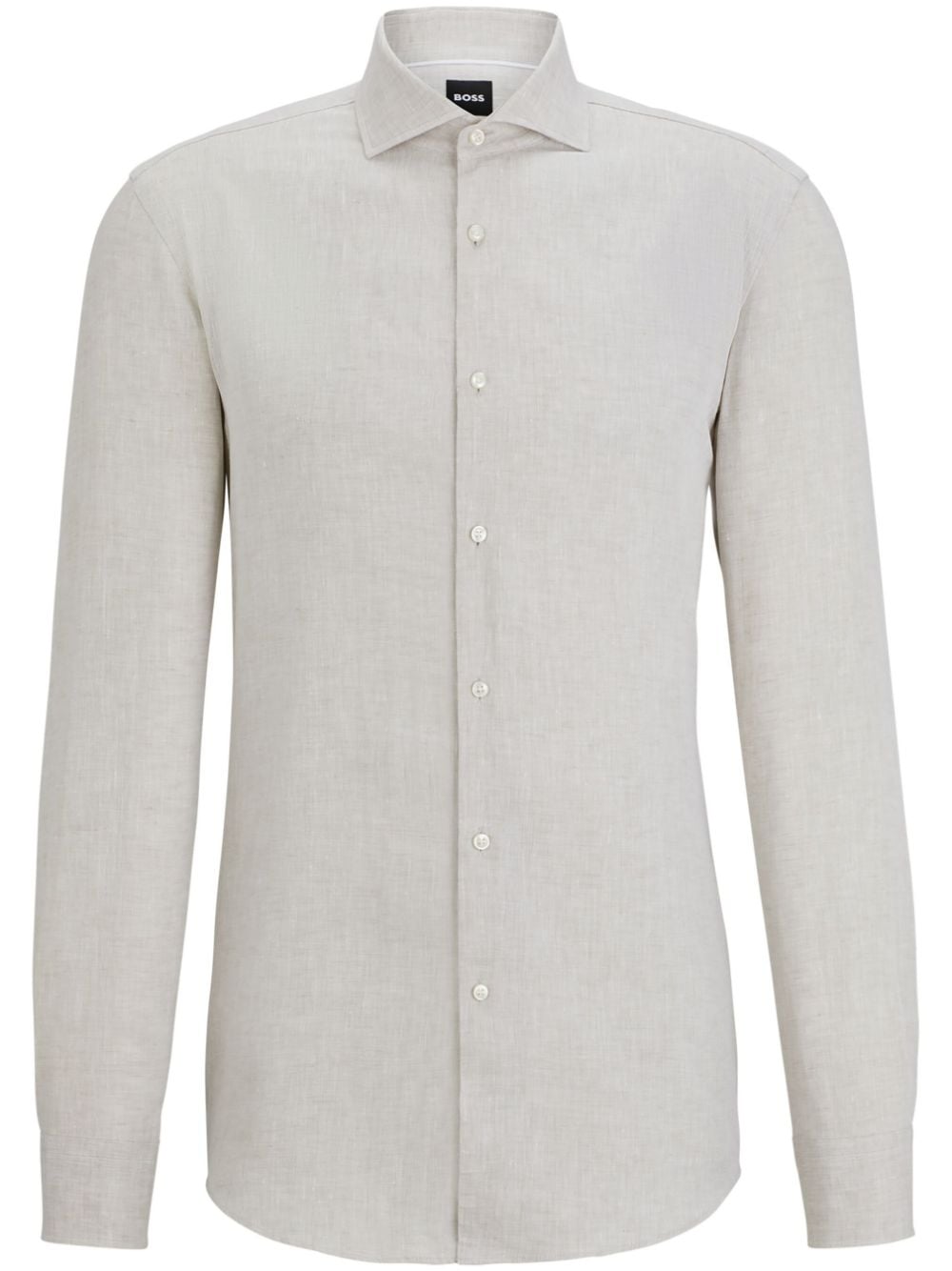 BOSS spread-collar linen shirt - Neutrals von BOSS