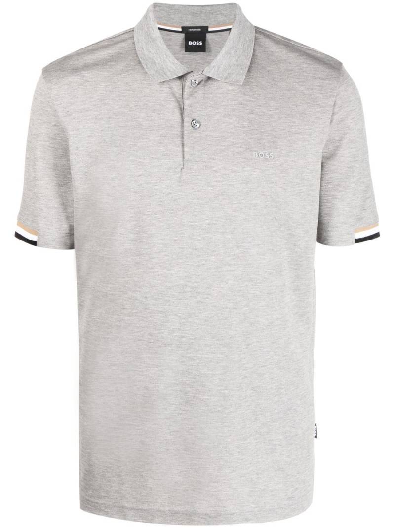 BOSS stripe-collar short sleeved polo shirt - Grey von BOSS