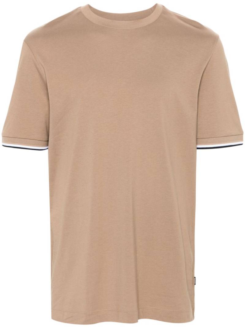 BOSS stripe detail cotton T-shirt - Neutrals von BOSS