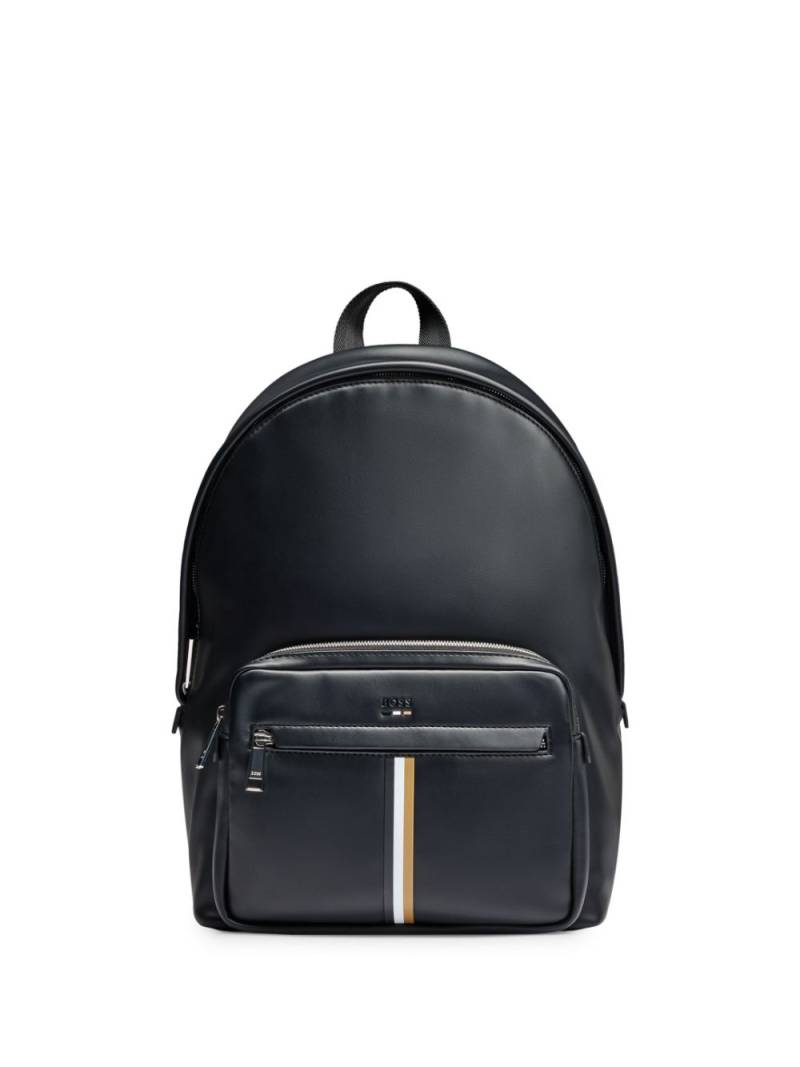 BOSS stripe-detail faux-leather backpack - Black von BOSS