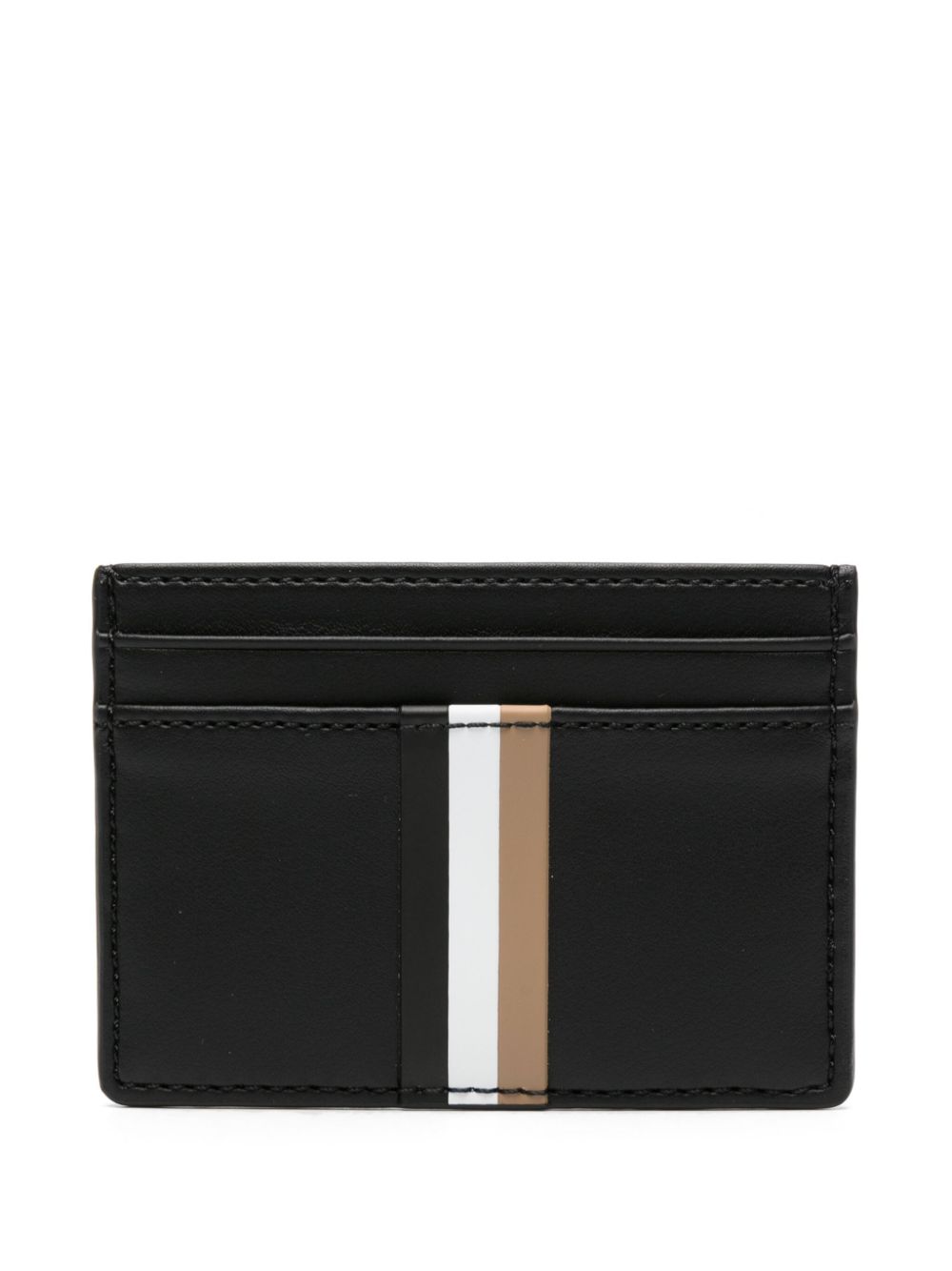 BOSS stripe-detail leather cardholder - Black von BOSS