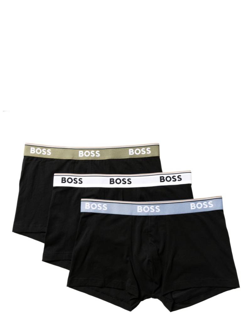 BOSS stripe-trim logo-waistband boxers - Black von BOSS