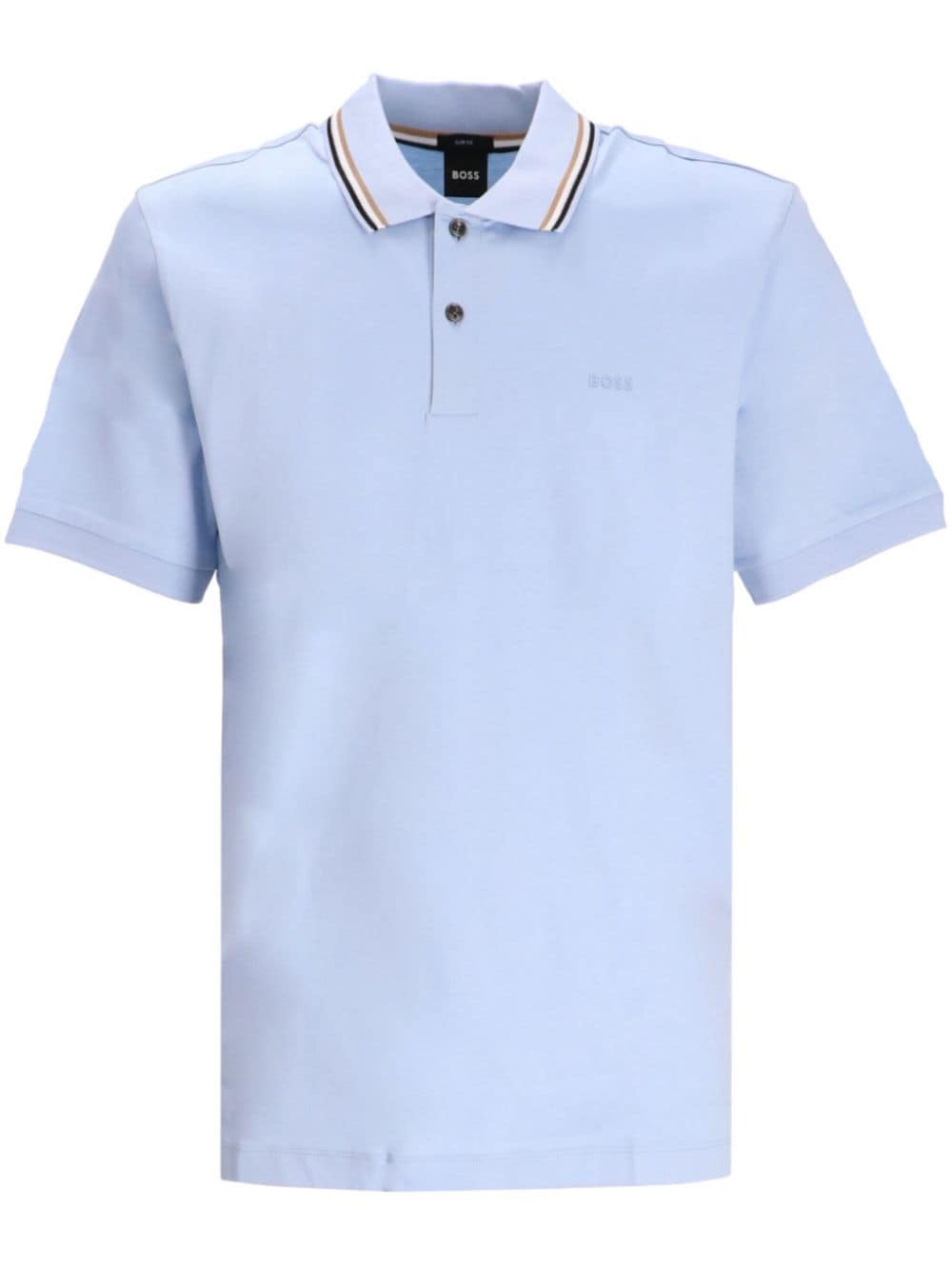 BOSS stripe-trimmed cotton polo shirt - Blue von BOSS