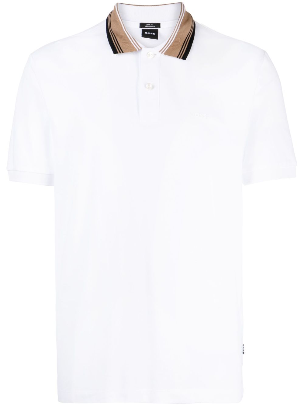 BOSS striped-collar cotton polo shirt - White von BOSS