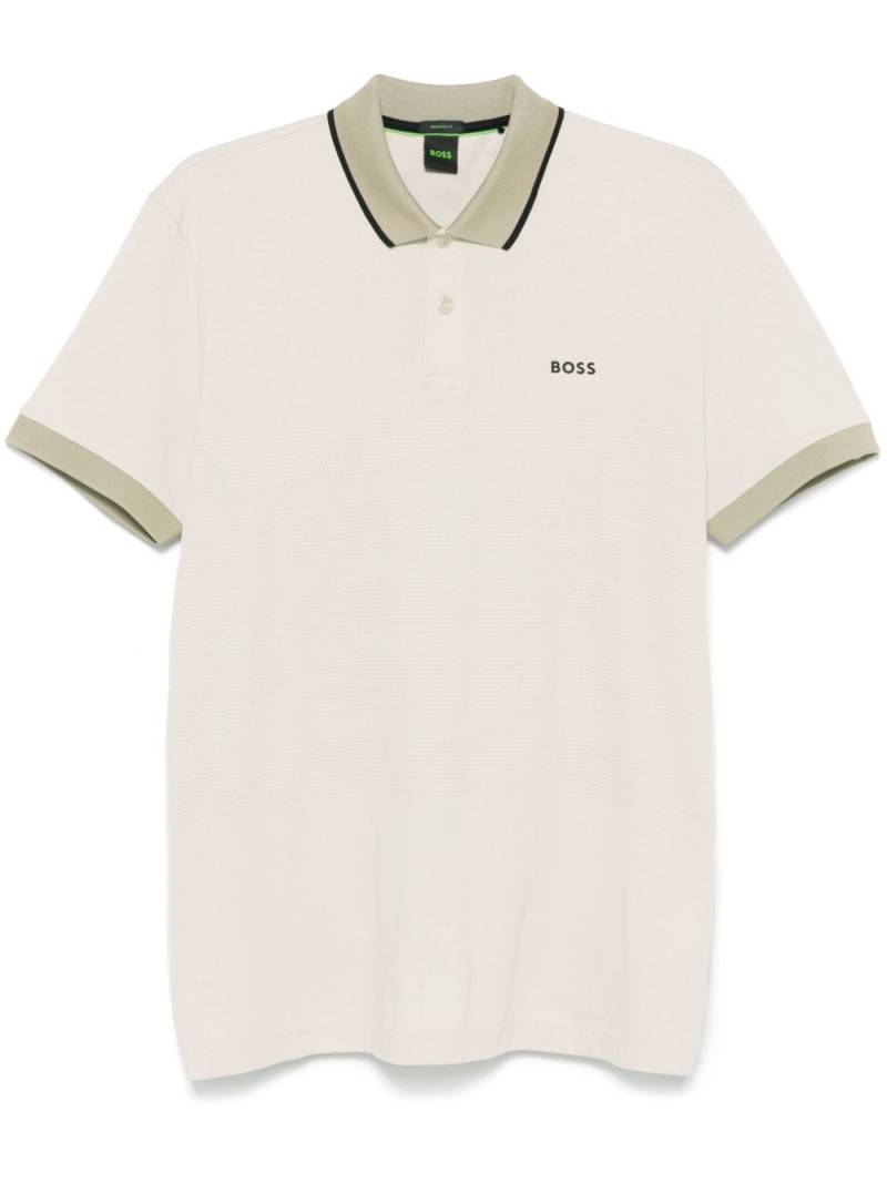 BOSS textured cotton polo shirt - Neutrals von BOSS