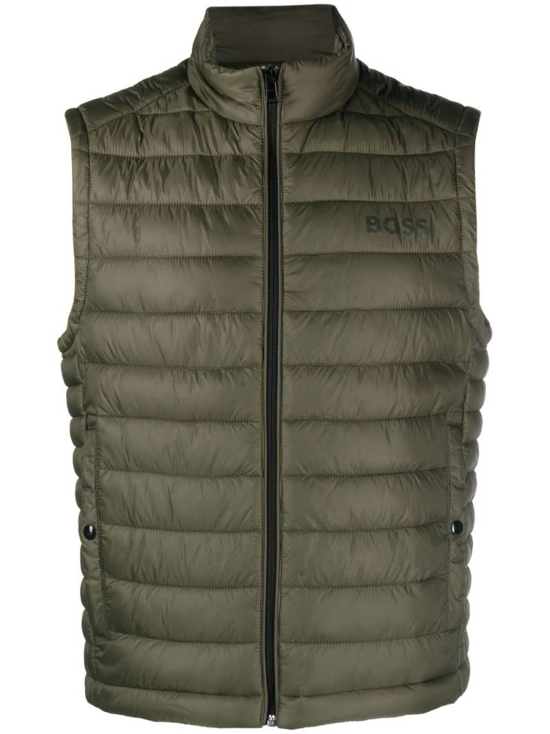 BOSS tonal logo-print quilted gilet - Green von BOSS