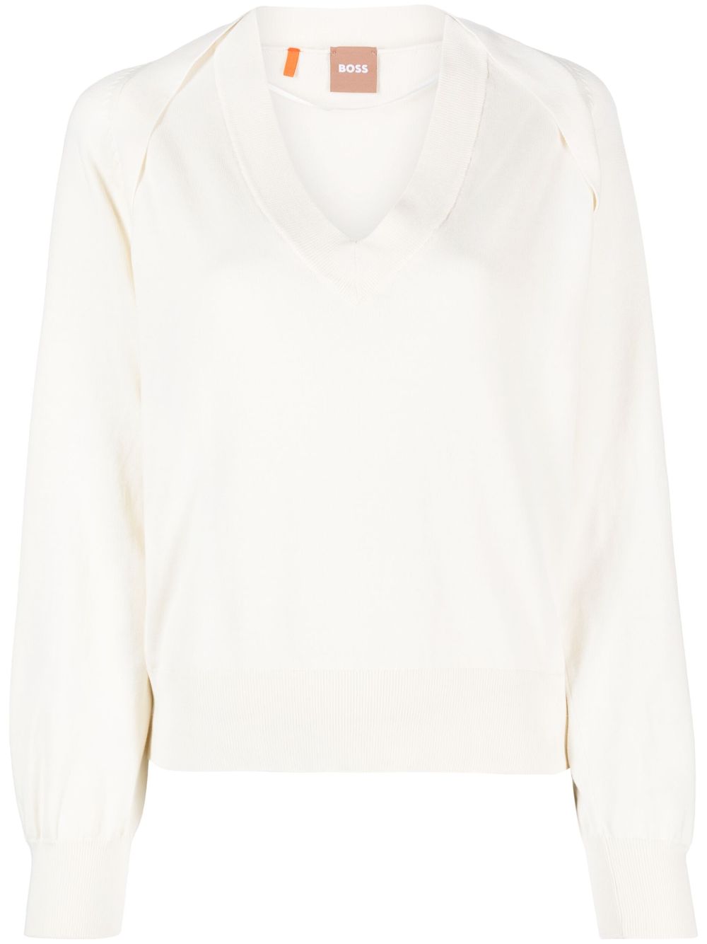 BOSS v-neck cotton jumper - Neutrals von BOSS