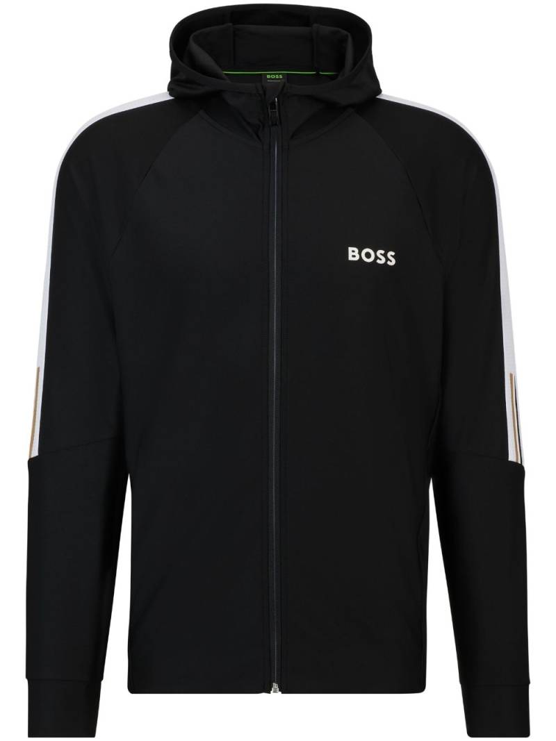 BOSS x Matteo Berrettini logo-print zip-up hoodie - Black von BOSS