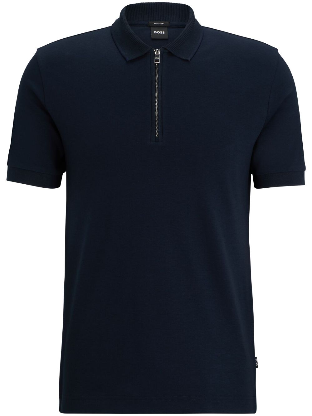 BOSS zip-neck cotton polo shirt - Blue von BOSS