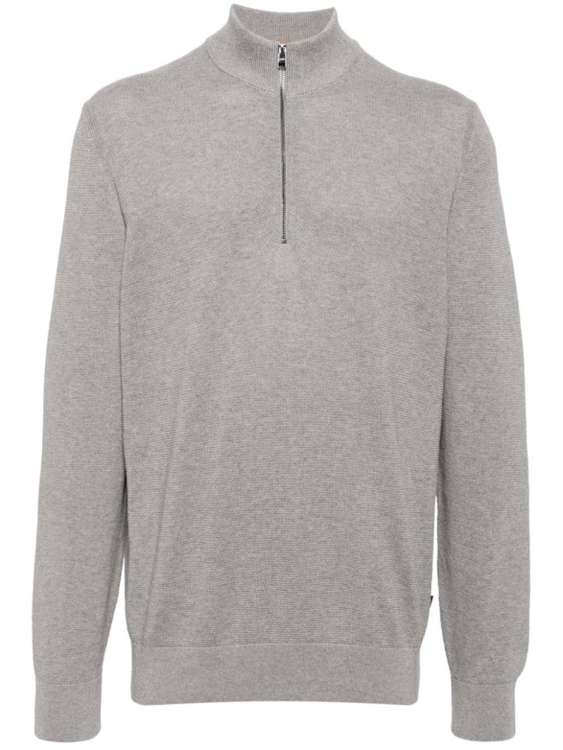 BOSS zip-up cotton jumper - Grey von BOSS