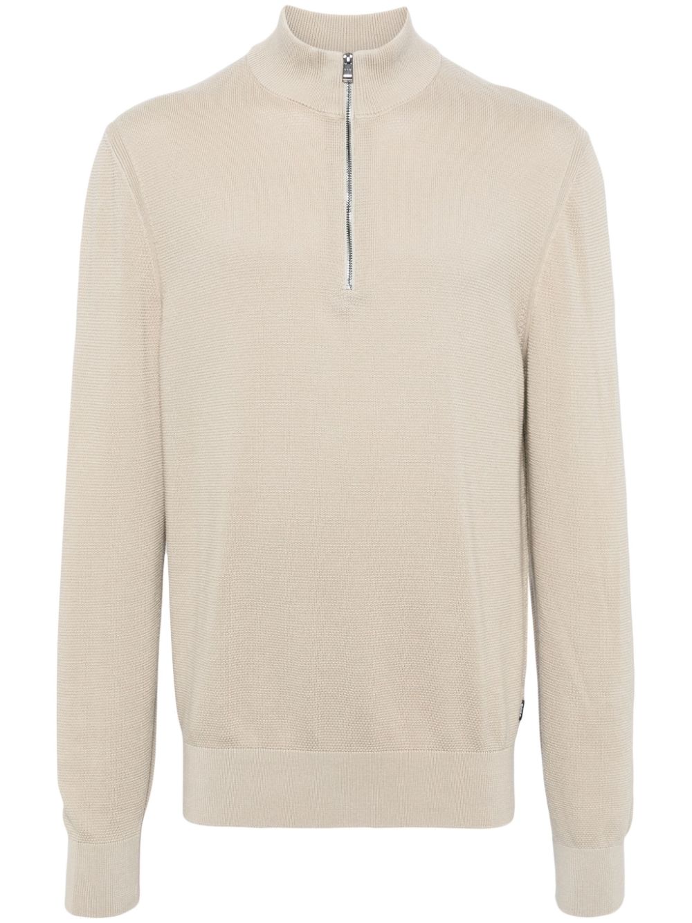 BOSS zip-up cotton jumper - Neutrals von BOSS