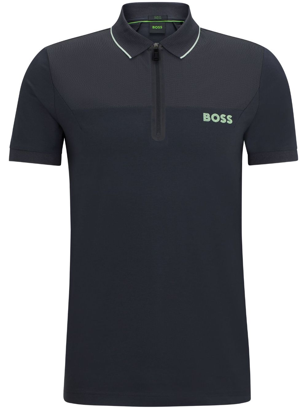 BOSS zip-up cotton polo shirt - Grey von BOSS