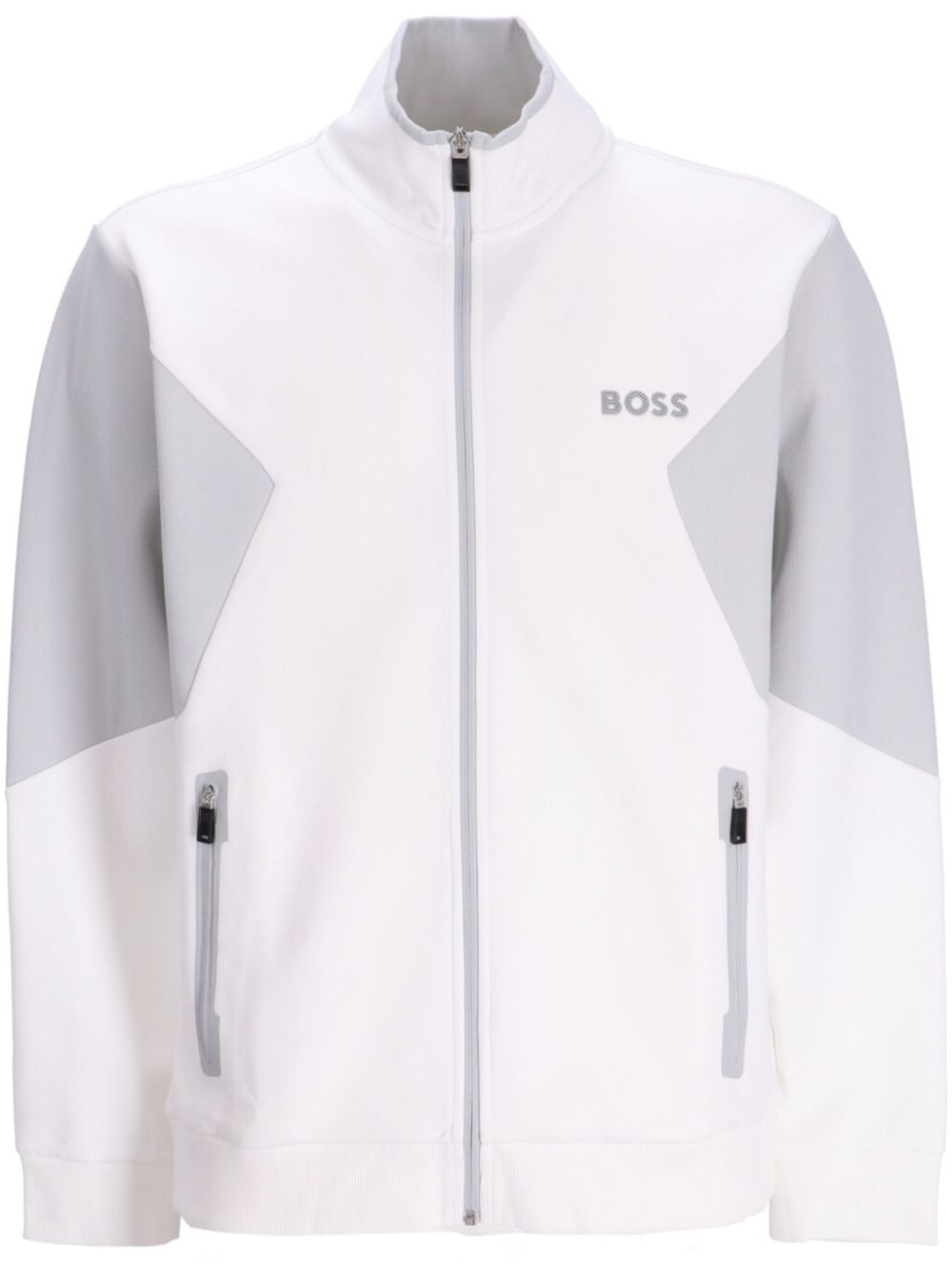 BOSS zip-up panelled sweatshirt - White von BOSS