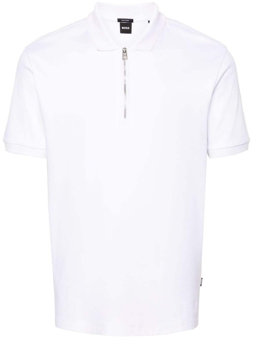BOSS zipped cotton polo shirt - White von BOSS
