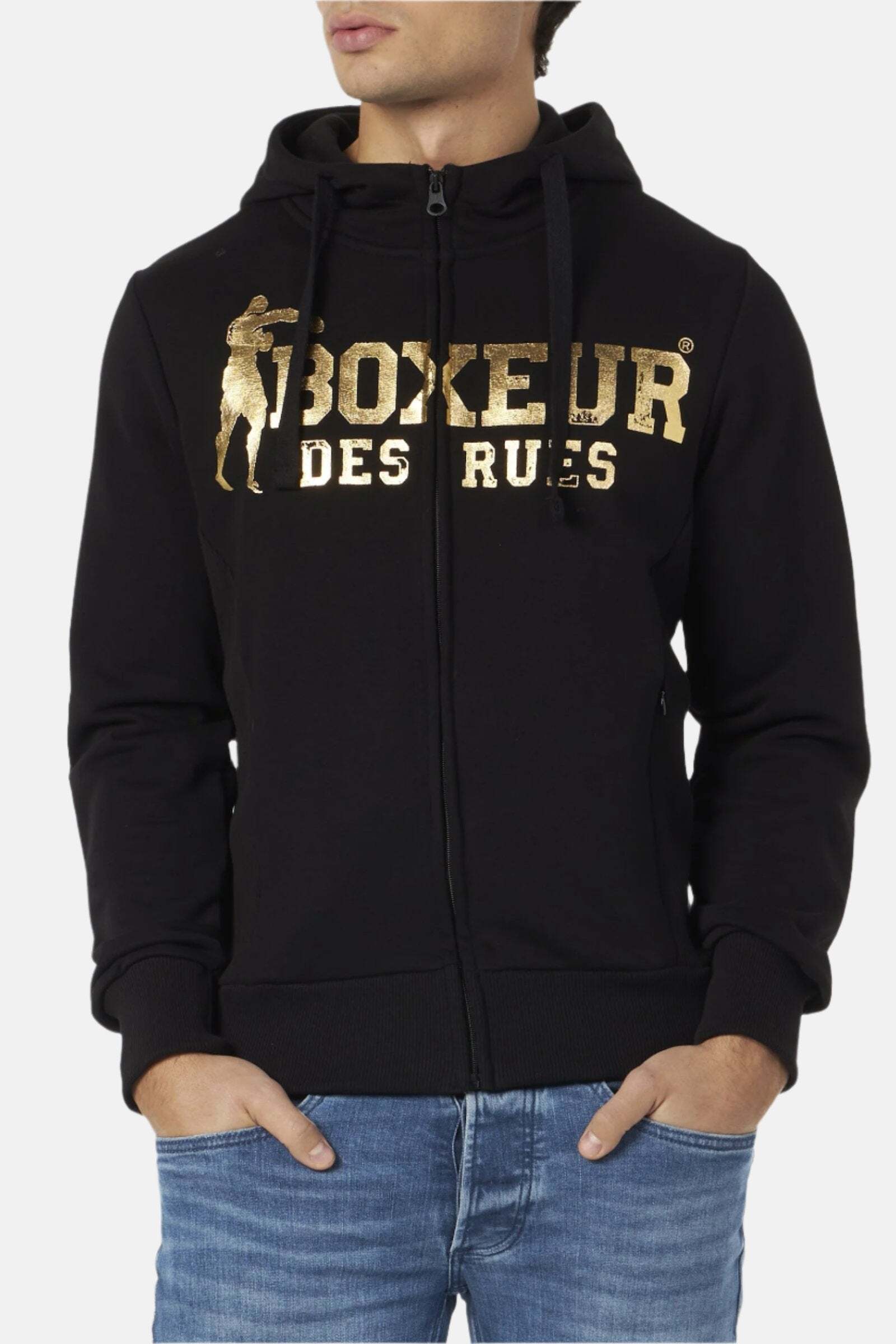 BOXEUR DES RUES Kapuzensweatjacke »BOXEUR DES RUES Kapuzenpullover Hooded Full Zip Sweatshirt« von BOXEUR DES RUES