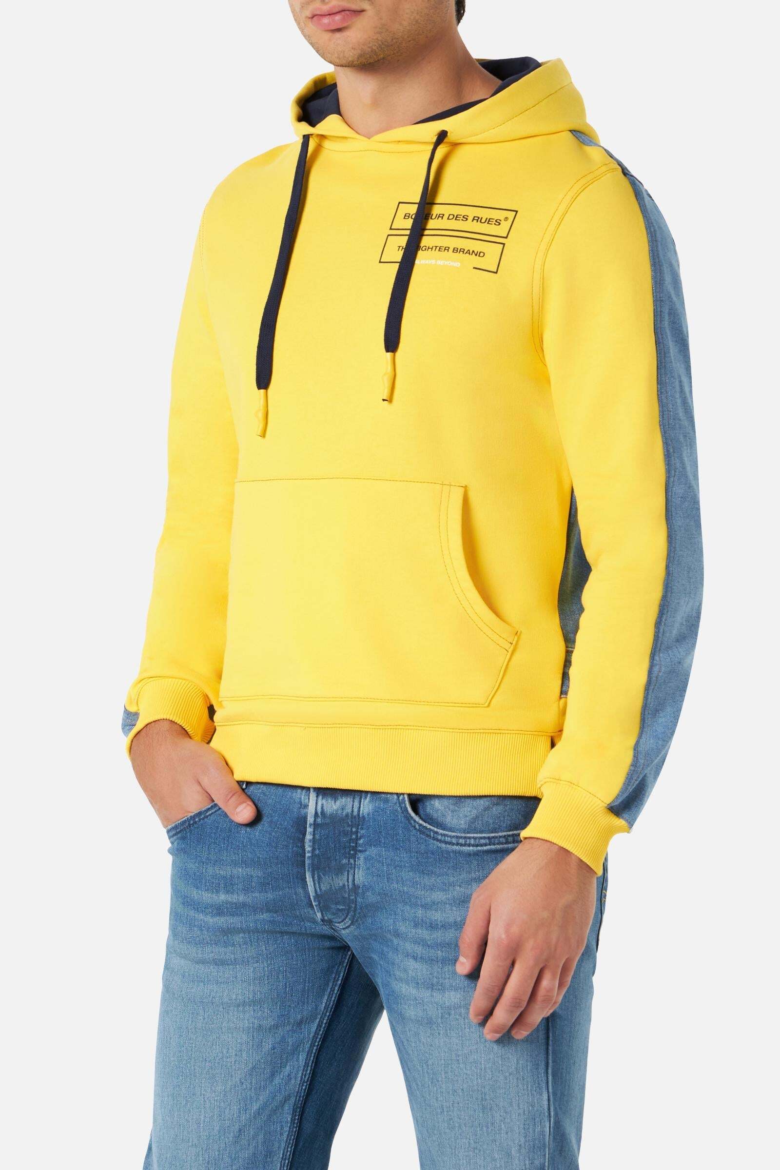 BOXEUR DES RUES Kurzarmpullover »Kapuzenpullover Mixed Fabric Hoodie« von BOXEUR DES RUES