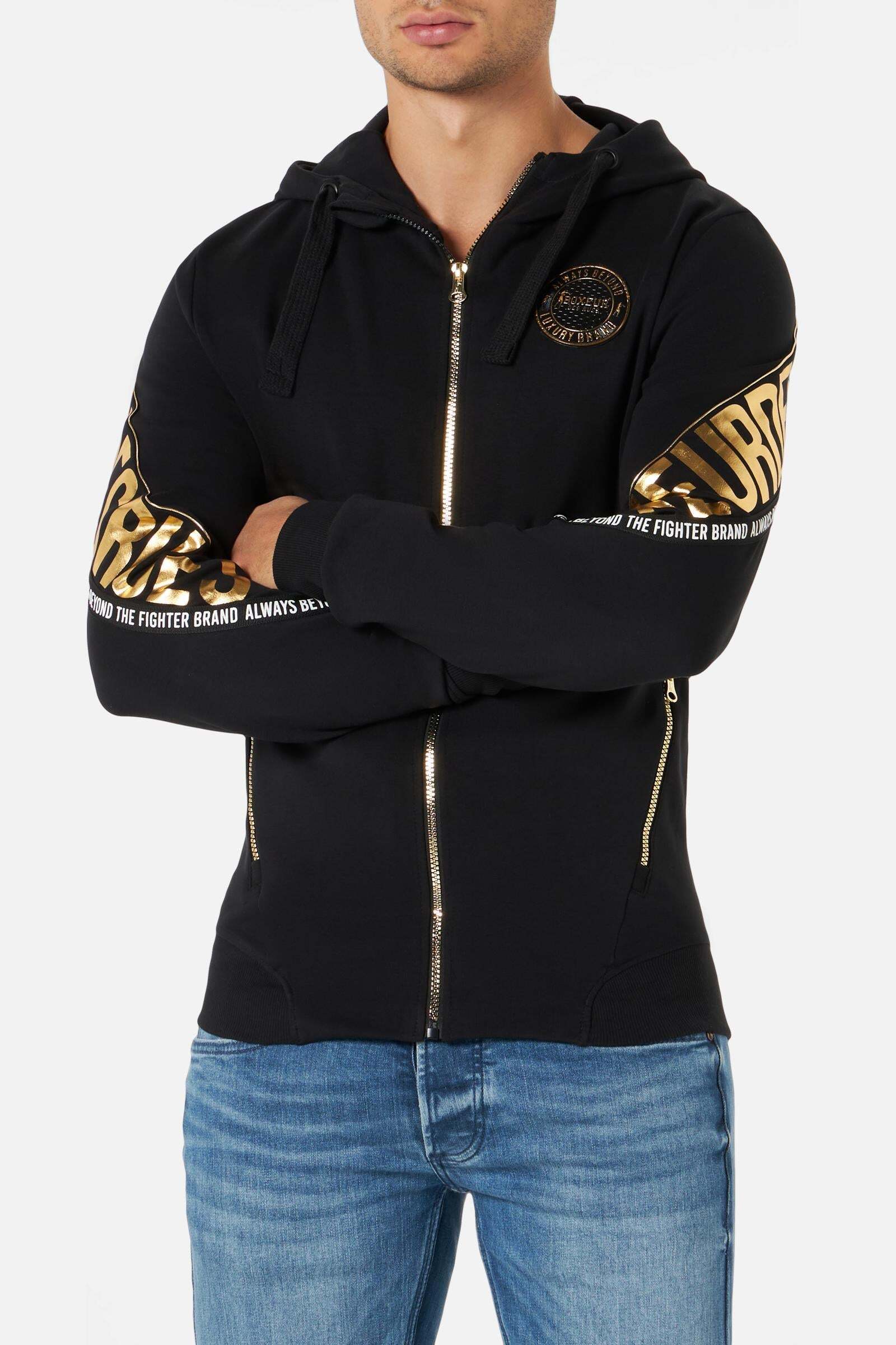 BOXEUR DES RUES Sweatjacke »Sweatjacken Lettering Printed Hooded Full Zip« von BOXEUR DES RUES