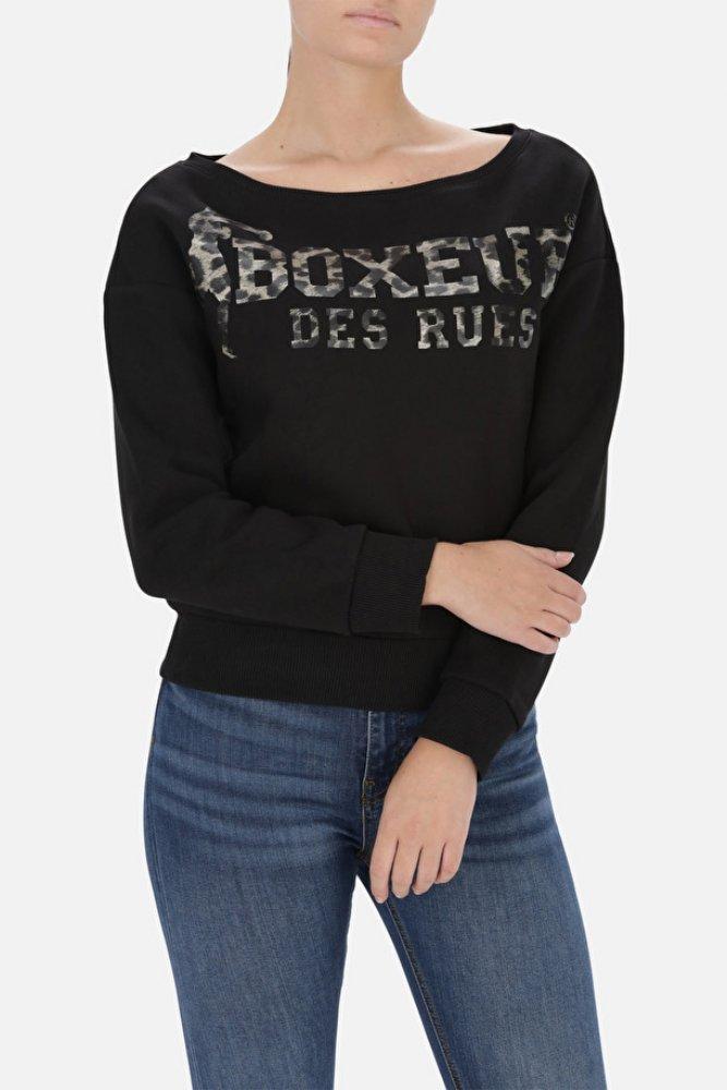 Brushed Sweatshirt Boat Neck Damen Schwarz L von BOXEUR DES RUES