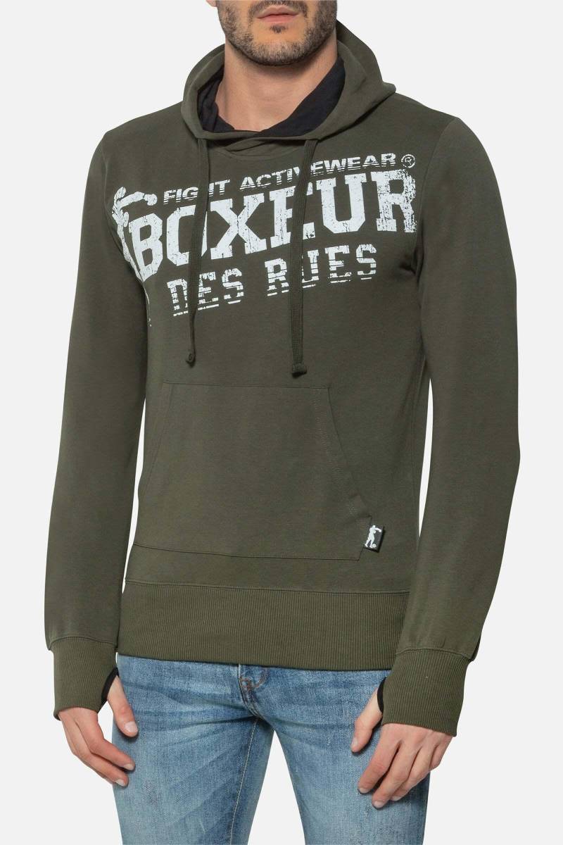 Kapuzenpullover Hooded Sweatshirt With Thumb Openings Herren Grün S von BOXEUR DES RUES