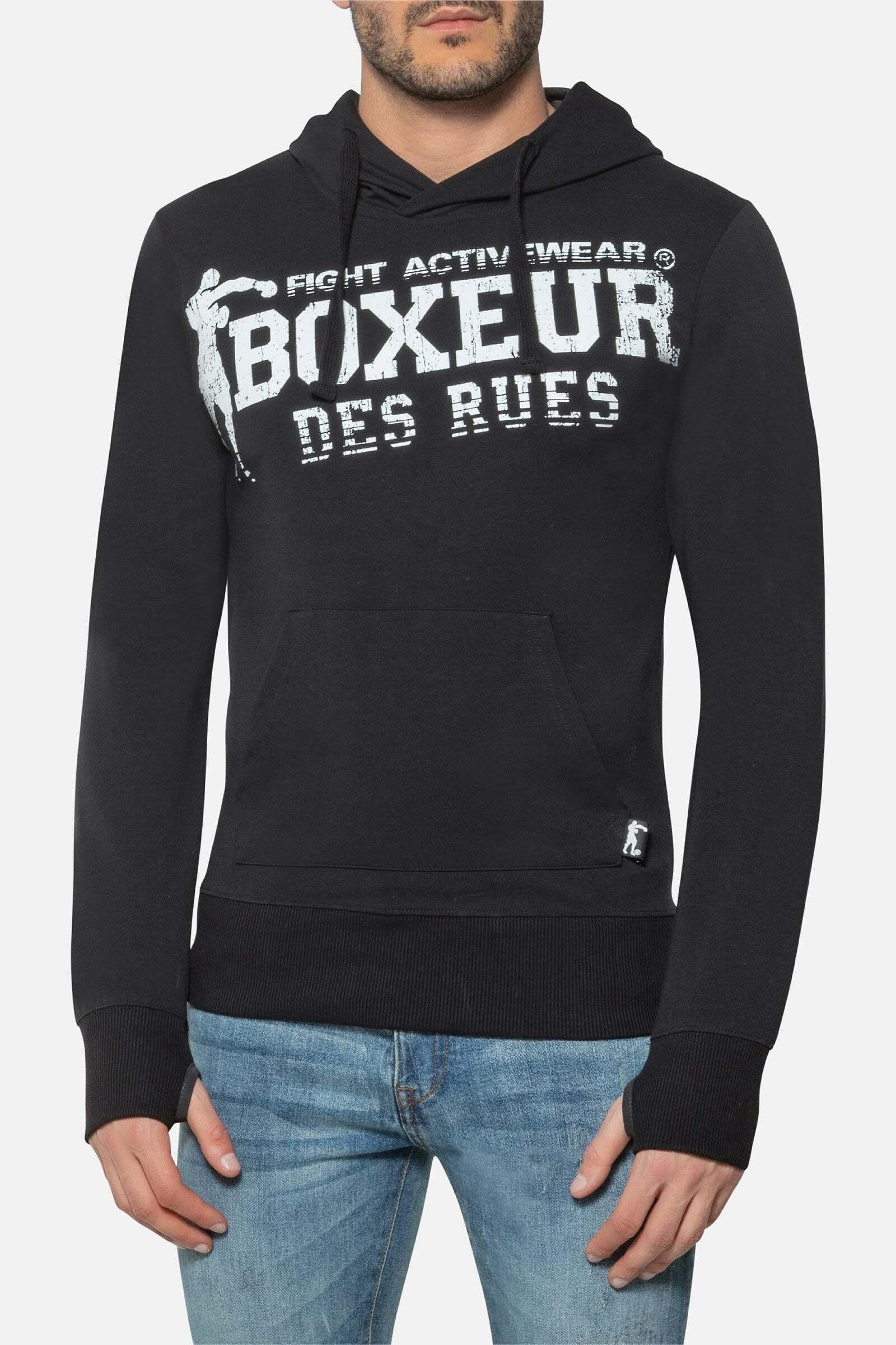 BOXEUR DES RUES - Kapuzenpullover Hooded Sweatshirt with Thumb Openings, für Herren, Schwarz, Größe XL von BOXEUR DES RUES