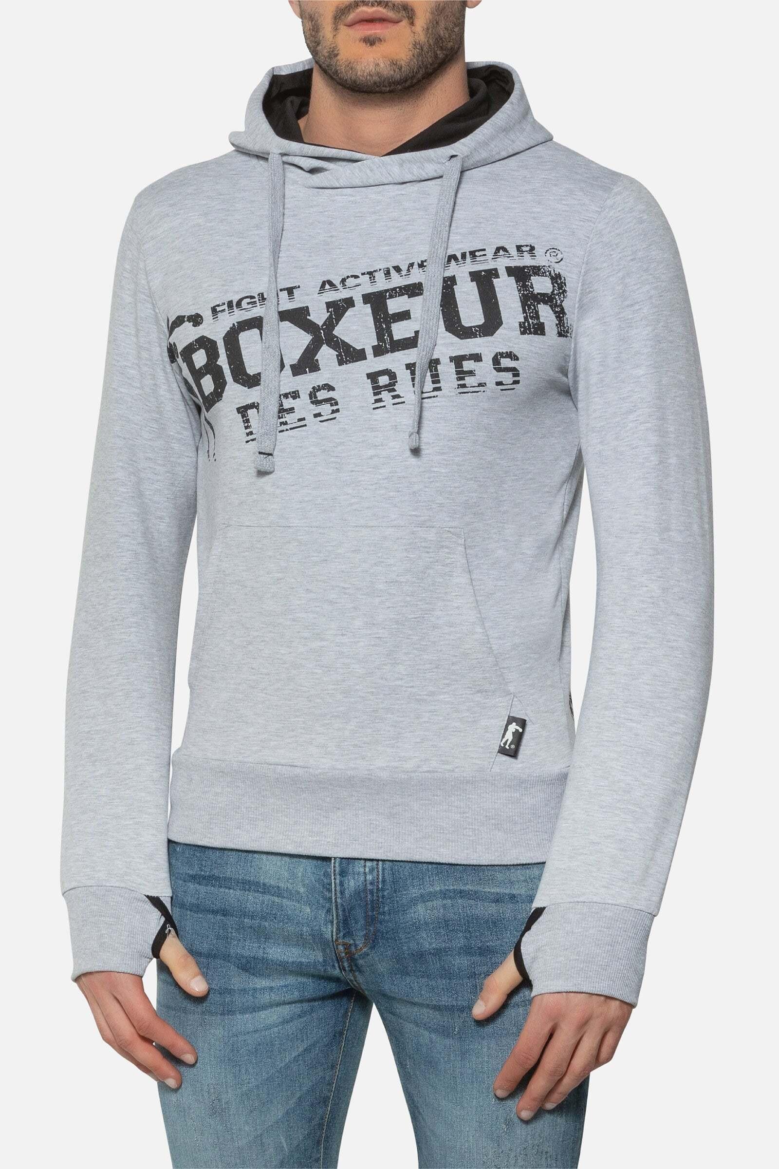 BOXEUR DES RUES - Kapuzenpullover Hooded Sweatshirt with Thumb Openings, für Herren, Taubengrau, Größe XL von BOXEUR DES RUES