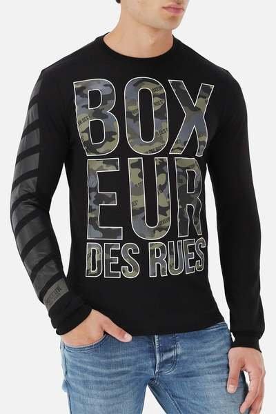 BOXEUR DES RUES - Langarmshirt L/S T-Shirt With Prints, für Herren, Schwarz, Größe M von BOXEUR DES RUES