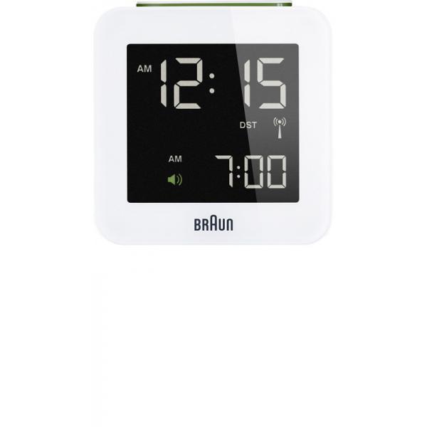 BRAUN Funkwecker  LCD digital, gross weiss von BRAUN