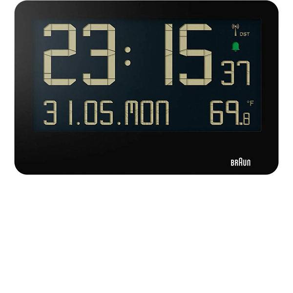 BRAUN Wanduhr LCD digital Funk Thermometer schwarz von BRAUN