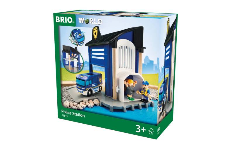 BRIO® Spielzeugeisenbahn-Gebäude »BRIO® WORLD Polizeistation mit Einsatzfahrzeug«, mit Licht- und Soundfunktion von BRIO®